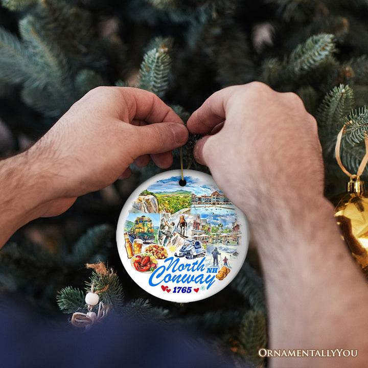 North Conway Scenic Adventure Ornament, New Hampshire White Mountain Charm and Christmas Gift and Souvenir