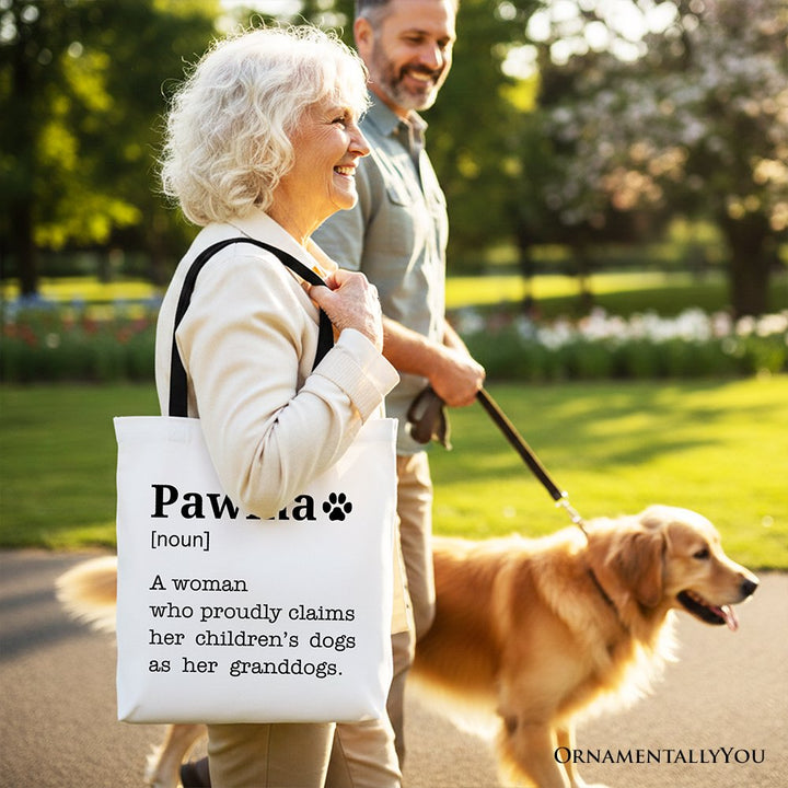Pawma Definition Canvas Tote Bag, Funny Dog Lovers Mom Gift Shopper Tote Bag OrnamentallyYou 
