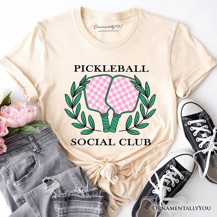 Pickleball Social Club T-Shirt, Cute Retro Girly Sporty Tee T-Shirts OrnamentallyYou Natural XS 