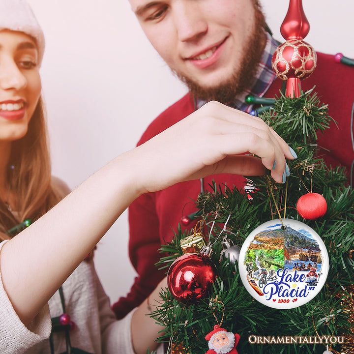 Picturesque Lake Placid Ornament, Charming New York Mountain Town Christmas Gift and Travel Souvenir