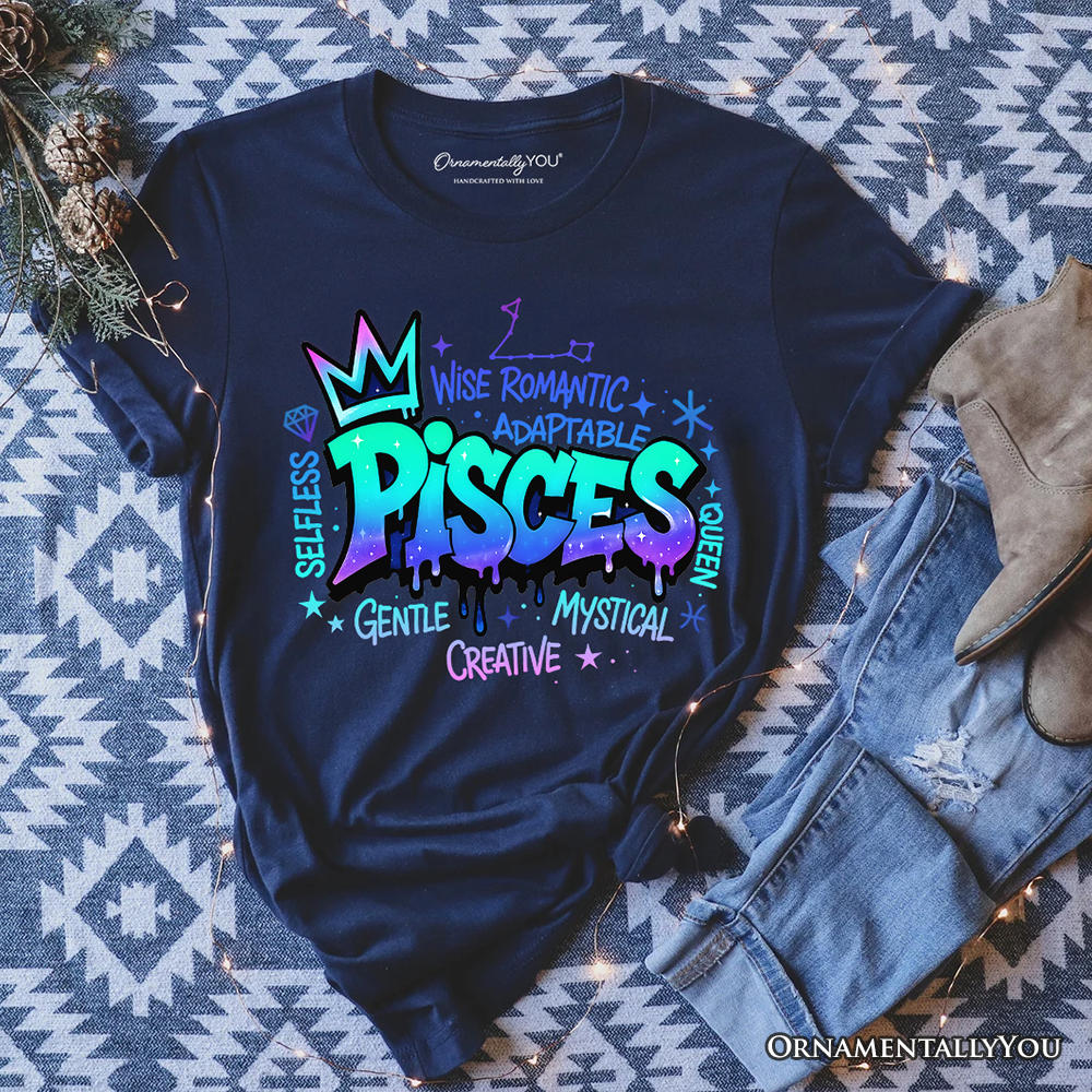 Pisces Graffiti Zodiac T-Shirt, Street Style Astrology Horoscope Tee
