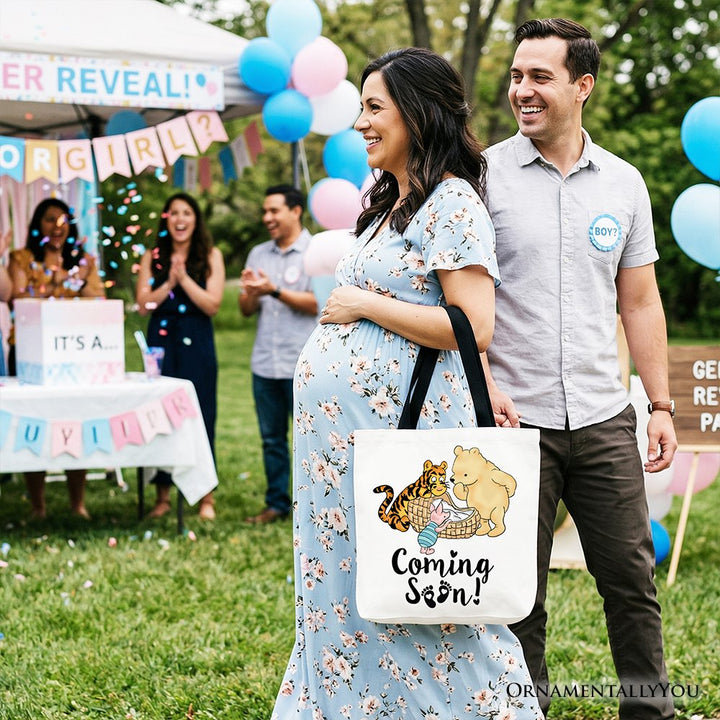 Pregnancy Announcement Winnie-the-Pooh Tote Bag 1926 A.A. Milne Baby Coming Soon Mom Gift Shopper Tote Bag OrnamentallyYou 
