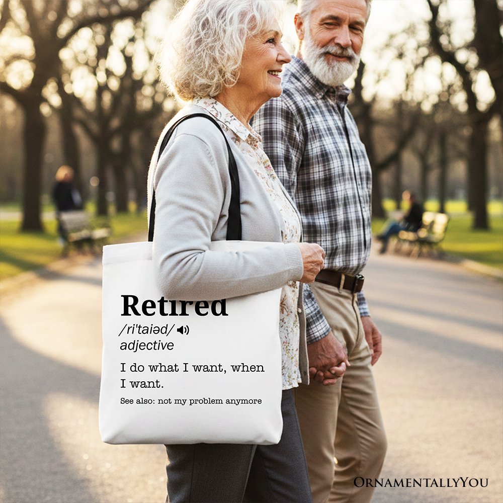 Retired Definition Canvas Tote Bag, Funny Retirement Gift Shopper for New Retirees and Unbothered Legends Tote Bag OrnamentallyYou 