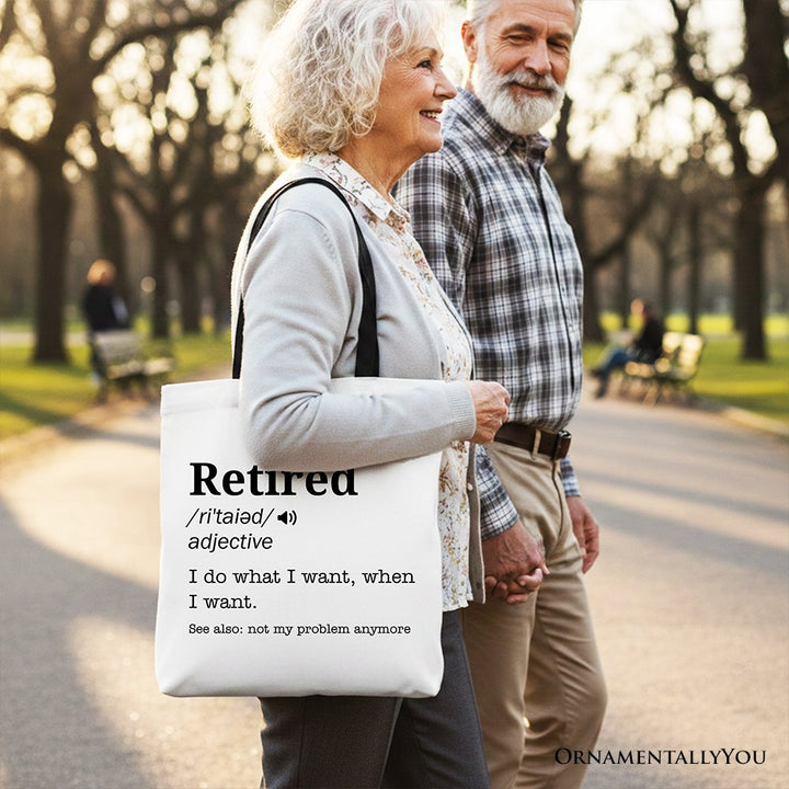 Retired Definition Canvas Tote Bag, Funny Retirement Gift Shopper for New Retirees and Unbothered Legends Tote Bag OrnamentallyYou 
