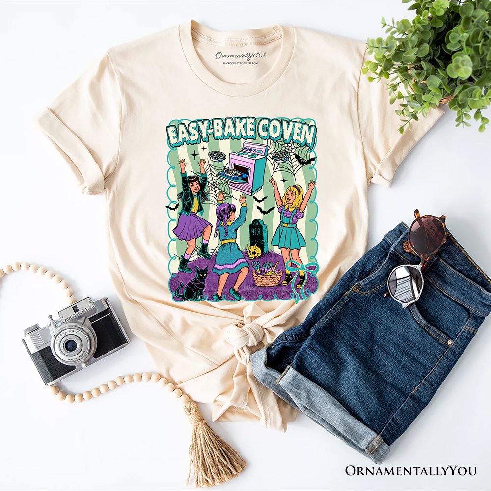 Retro Easy-Bake Coven Horror Movie T-Shirt, Funny Retro Witch Halloween Tee T-Shirts OrnamentallyYou Natural XS 