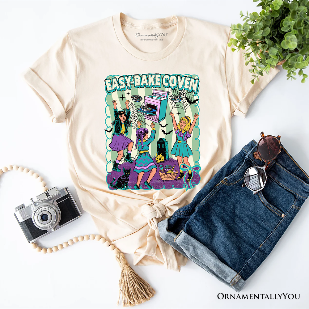 Retro Easy-Bake Coven Horror Movie T-Shirt, Funny Retro Witch Halloween Tee
