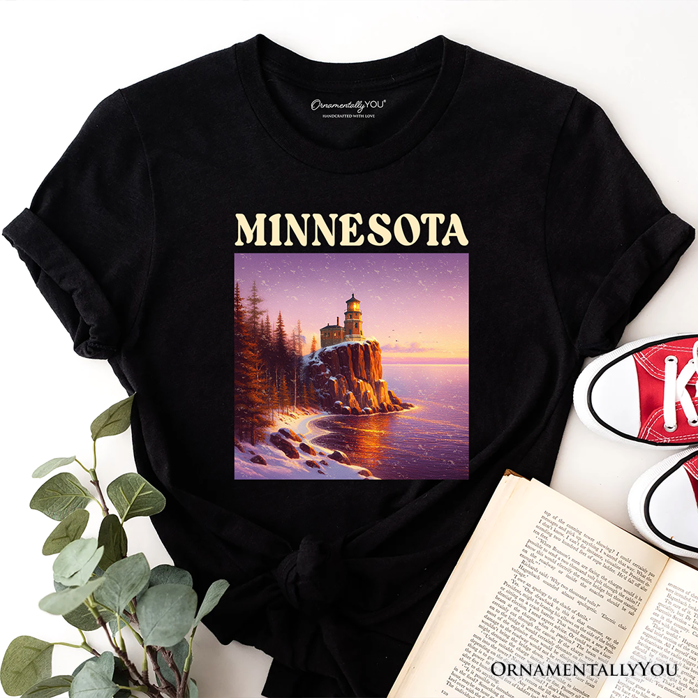 Scenic Minnesota State Split Rock Lighthouse T-Shirt, Lake Superior Landmark Tee and Travel Souvenir