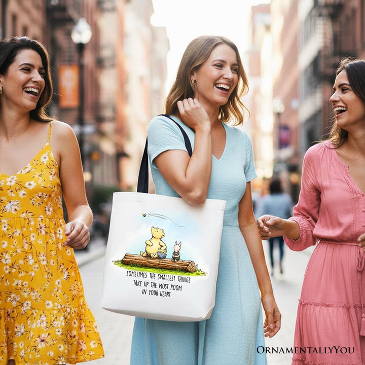 Sentimental Heartwarming Quote Bear Canvas Tote Bag, Small Things Friendly Gift Tote Bag OrnamentallyYou 