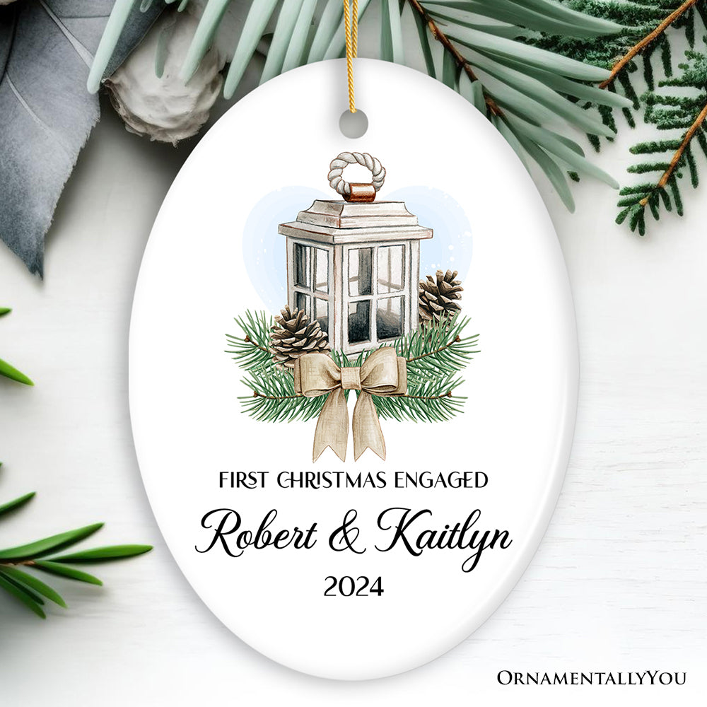 Simply Elegant Engaged or Married First Christmas Personalized Ornament, Newlyweds or Marriage Proposal Gift