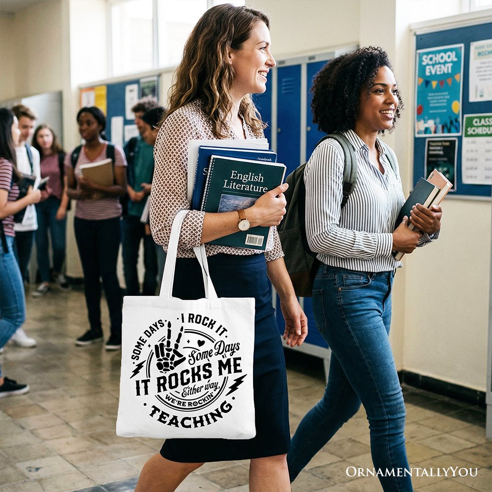 Some Days I Rock It Some Days It Rocks Me Tote Bag, Funny Gift Shopper for Fun Teachers Tote Bag OrnamentallyYou 