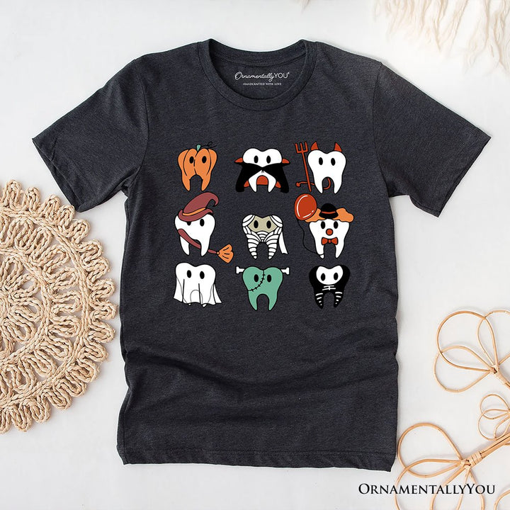 Spooky Halloween Dentist T-Shirt, Teeth Monster Tee for Dental Crew T-Shirts OrnamentallyYou Gray XS 