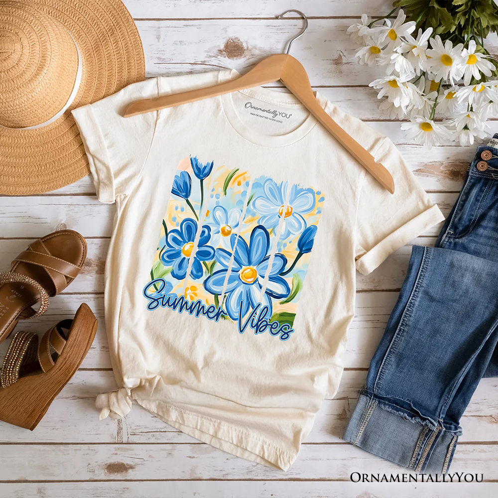 Summer Vibes Brushsroke Flowers T-Shirt, Aesthetic Tee