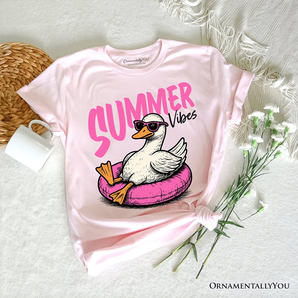 Summer Vibes Goose T-Shirt, Funny Beach Vacation Tee T-Shirts OrnamentallyYou Soft Pink XS 
