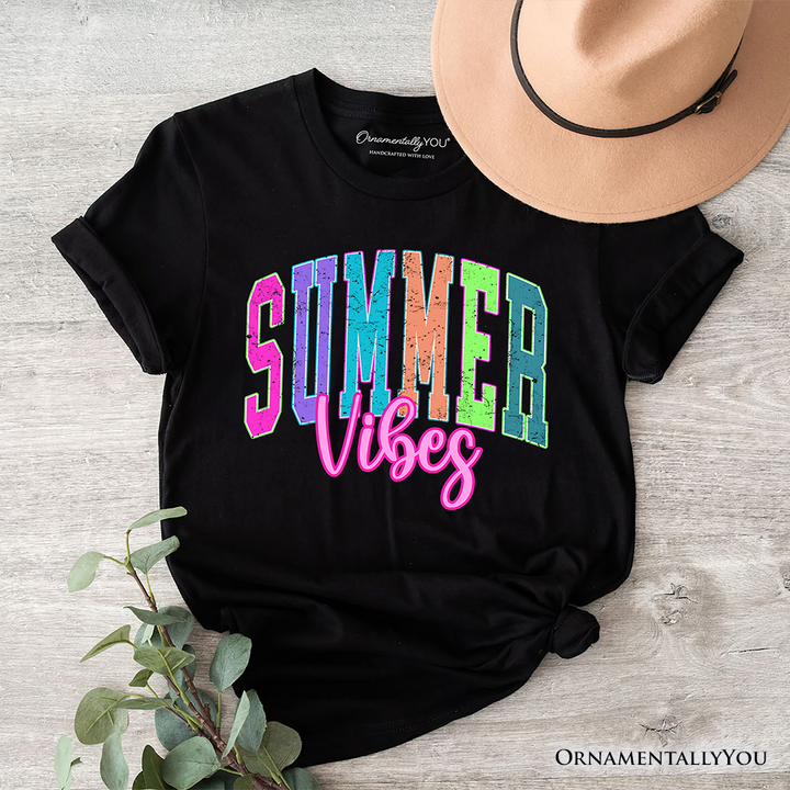 Summer Vibes Neon Varsity T-Shirt, Retro Beach Tee