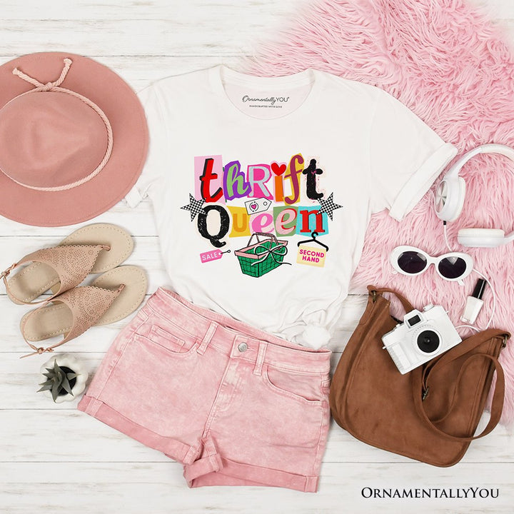 Thrift Queen T-Shirt, Colorful Second Hand Shopping Tee T-Shirts OrnamentallyYou White XS 