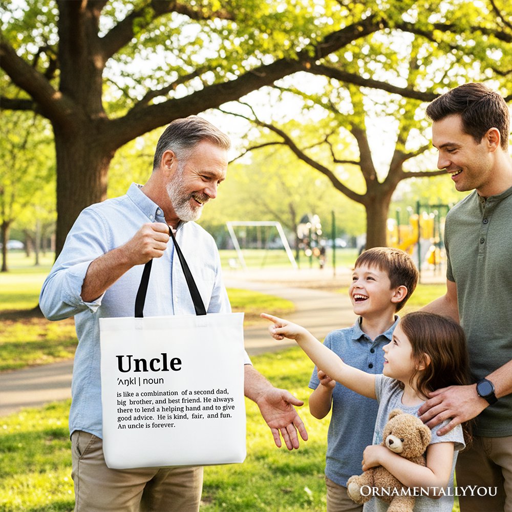 Uncle Definition Canvas Tote Bag, Funny Family Gift Shopper Tote Bag OrnamentallyYou 