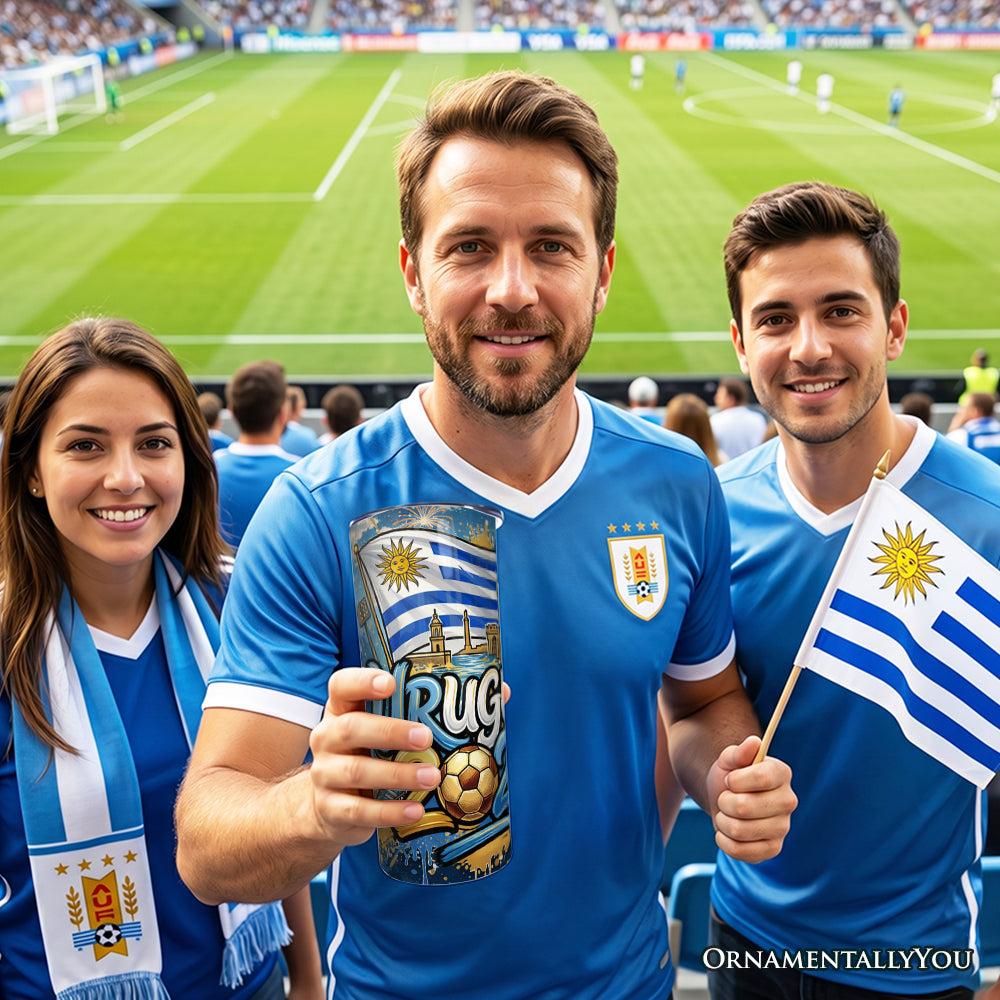Uruguay 2026 Soccer Cup Global Championship 20oz Tumbler With Lid and Stainless Steel Straw, Fans Football Gift Cup