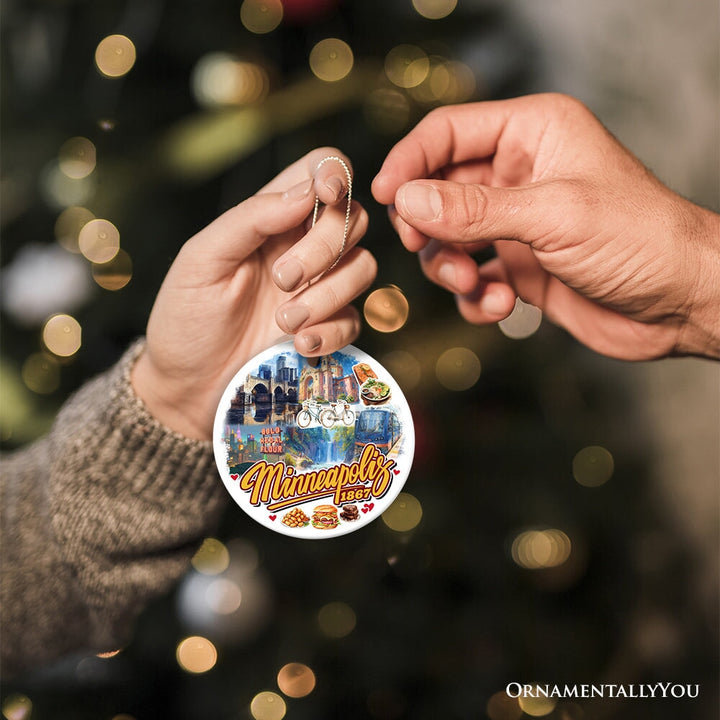 Vibrant Minneapolis Cultural Ornament, Minnesota Twin Cities Urban Heritage Christmas Souvenir Ceramic Ornament OrnamentallyYou 