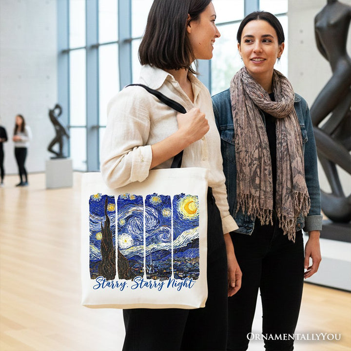 Vincent Van Gogh The Starry Night Canvas Tote Bag, Famous Painting Gift Shopper Tote Bag OrnamentallyYou 