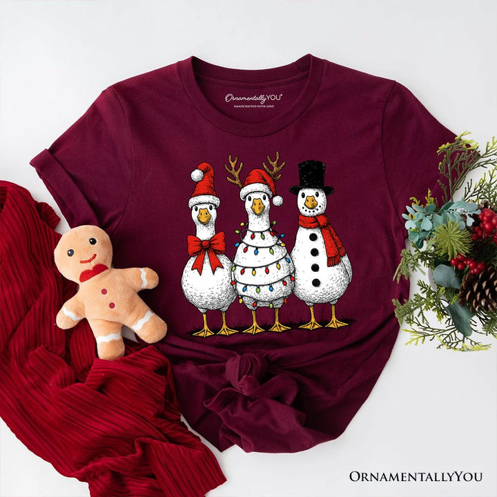 Vintage Christmas Silly Goose T-Shirt, Snowman Spoof Winter Tee T-Shirts OrnamentallyYou Maroon XS 