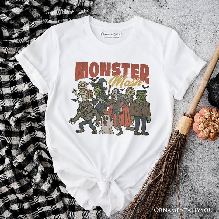 Vintage Monster Mash T-Shirt, Retro Halloween Friends Tee T-Shirts OrnamentallyYou White XS 