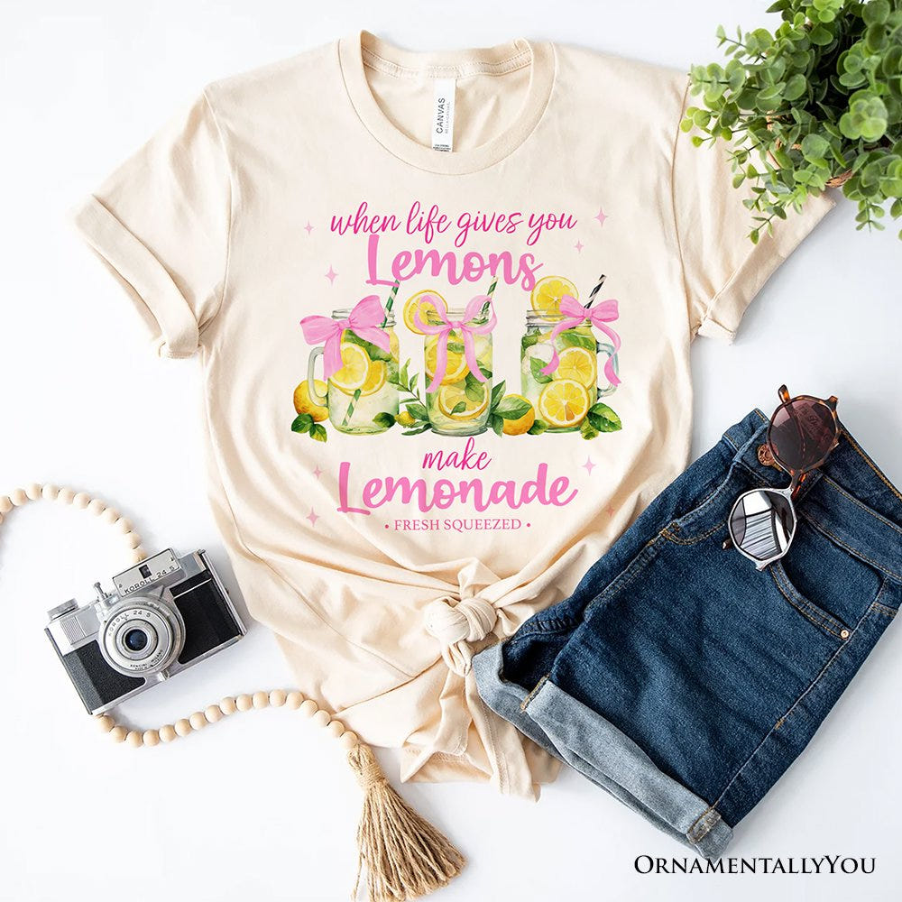 When Life Gives You Lemons Make Lemonade T-Shirt, Coquette White, Natural and Black Summer Girl Tee T-Shirts OrnamentallyYou Natural XS 