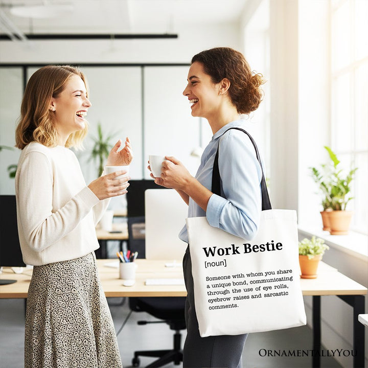 Work Bestie Definition Canvas Tote Bag, Funny Gift Shopper for Office Best Friends Tote Bag OrnamentallyYou 