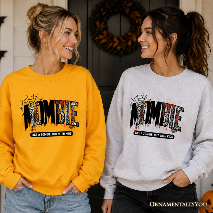 Mombie Like a Zombie But With Kids Sweatshirt, Funny Halloween Mom Horror Sweater