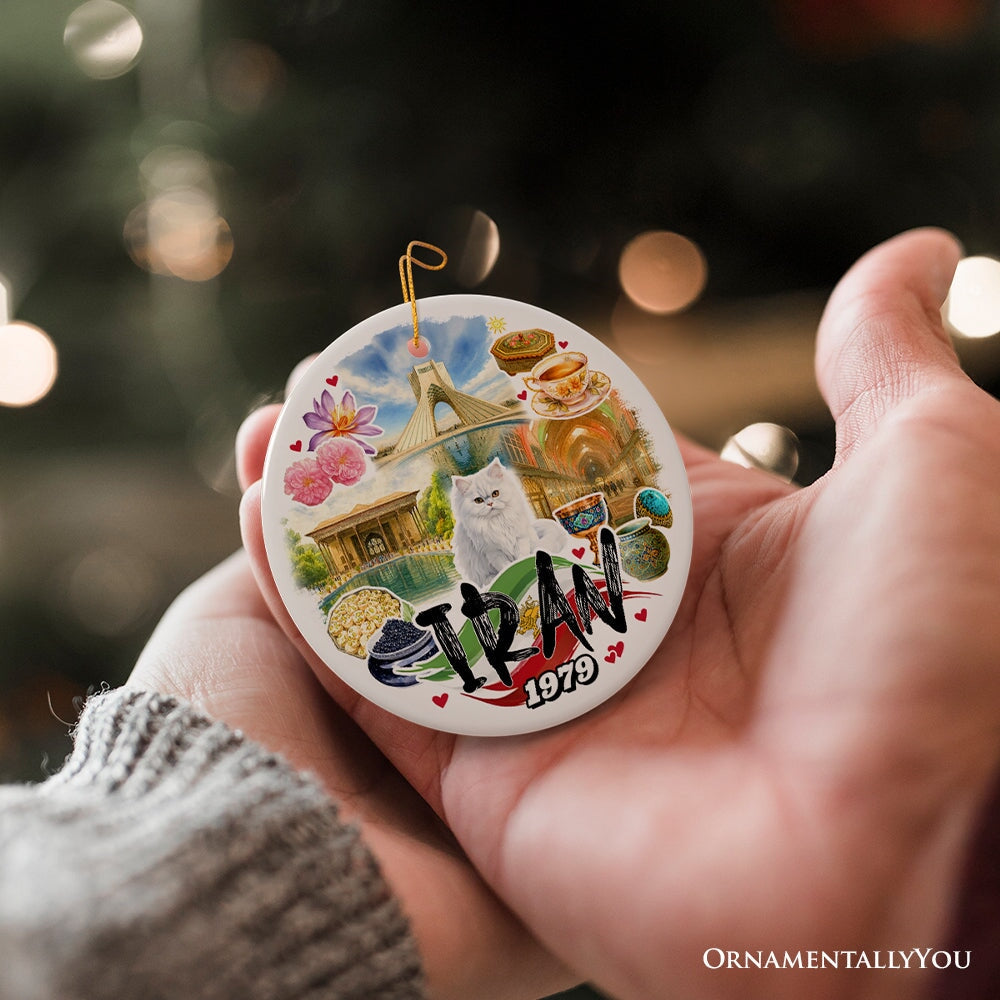 Artistic Iran Landmarks Christmas Ornament, Persian Culture Gift and Travel Souvenir Ceramic Ornament OrnamentallyYou 