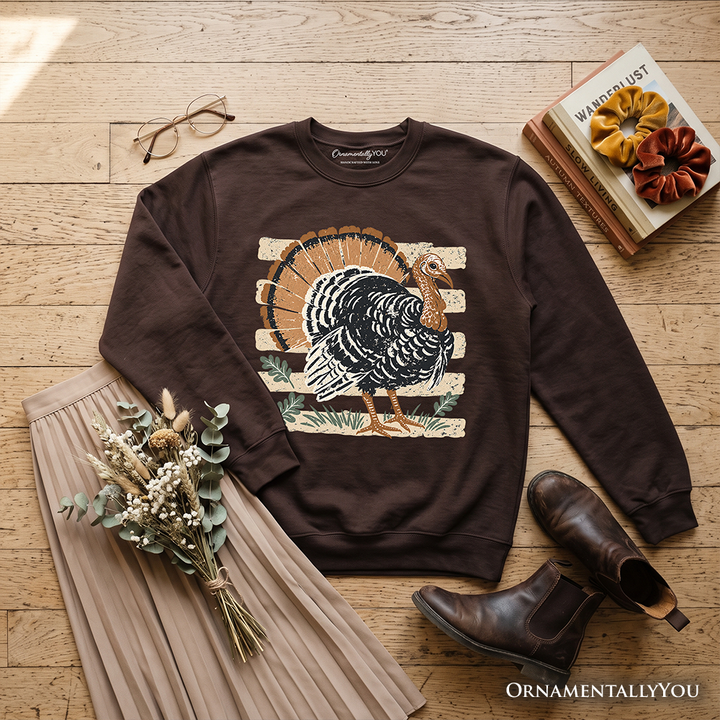 Vintage Turkey Sweatshirt, Retro Thanksgiving Fall Holiday Sweater