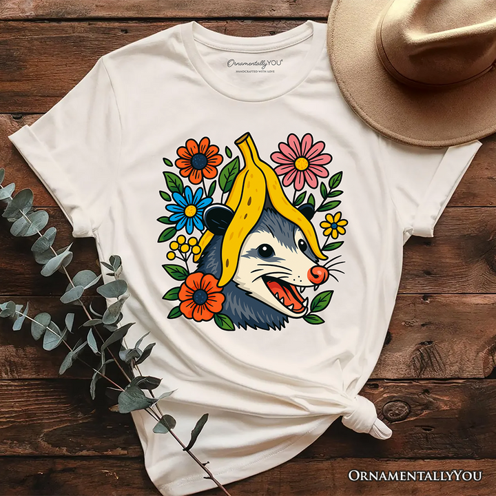 Banana Possum Floral T-Shirt, Funny Animal Tee