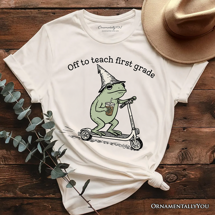Off to Teach First Grade Frog T-Shirt, Funny Teachers Tee