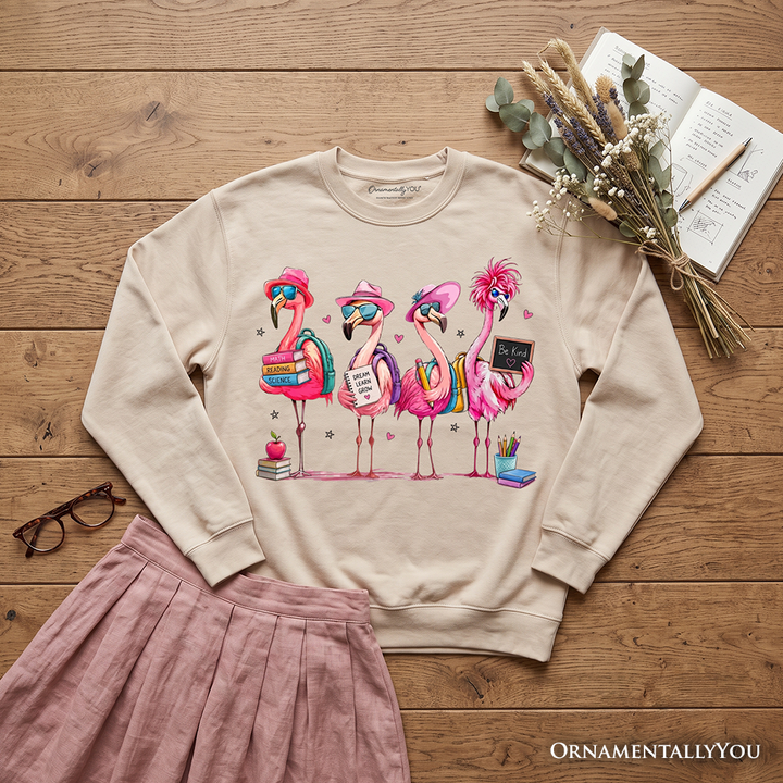 Flamingo Back to School Sweatshirt, Cute Sweater With Tropical Birds