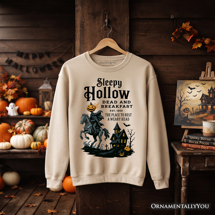 Headless Horseman Sleepy Hollow Halloween Light Sweatshirt, Dead and Breakfast Retro Sweater