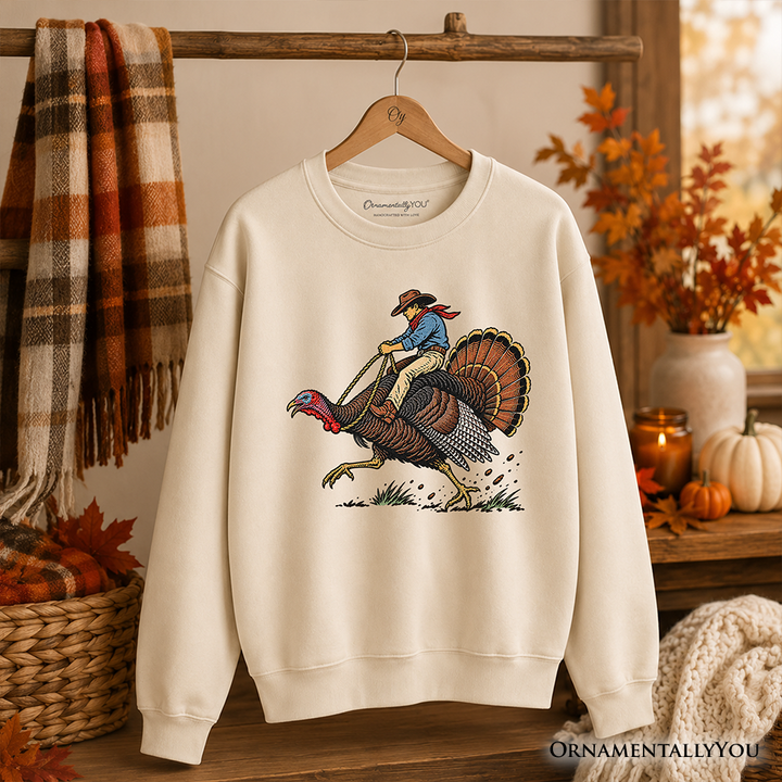 Turkey Rodeo Cowboy Thanksgiving Sweatshirt, Funny Western Fall Sweater
