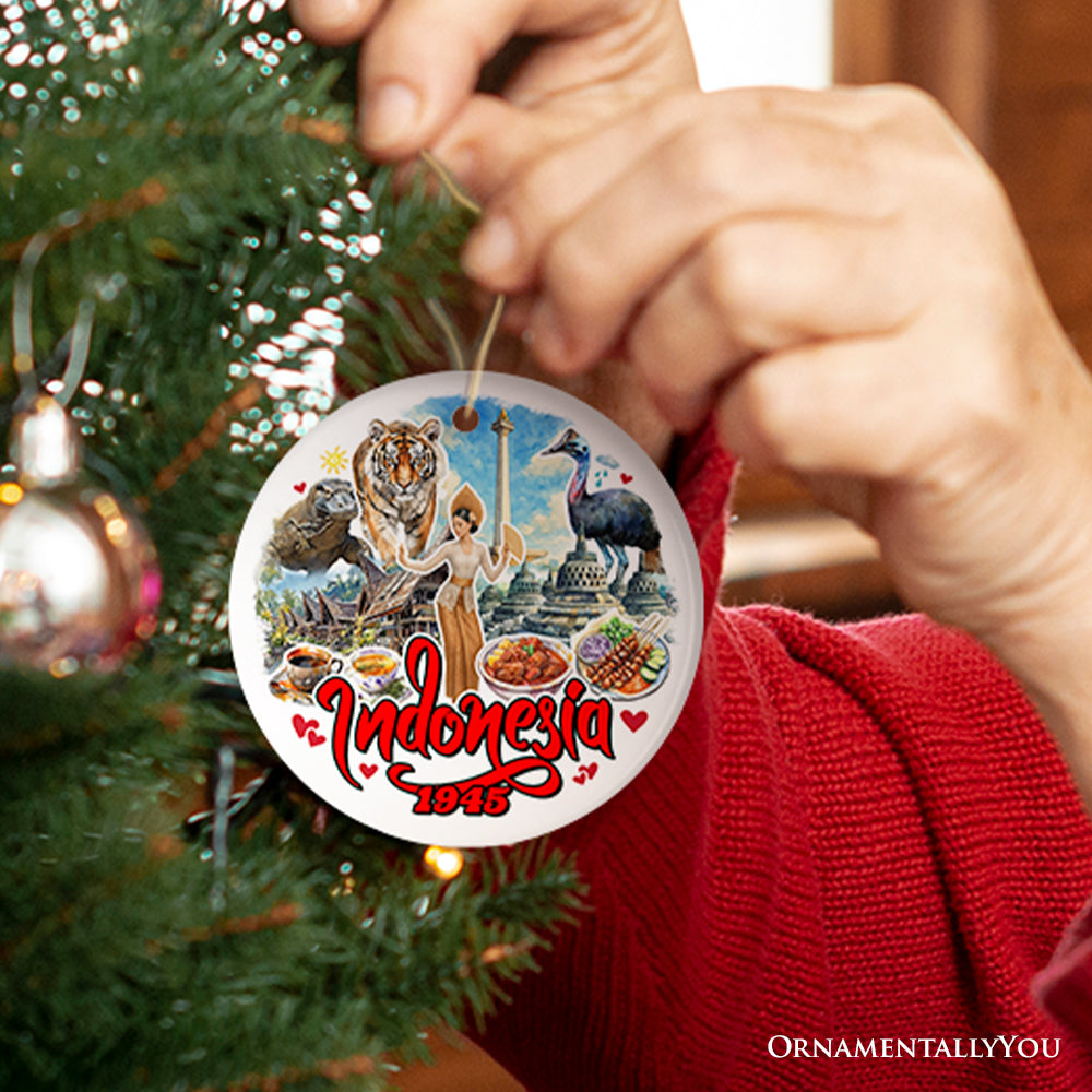 Picturesque Indonesia Landmarks Christmas Ornament, Indonesian Travel Souvenir and Tree Decor