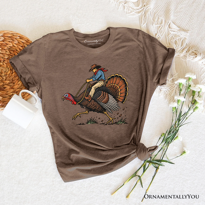 Turkey Rodeo Cowboy Thanksgiving T-Shirt, Funny Western Fall Tee