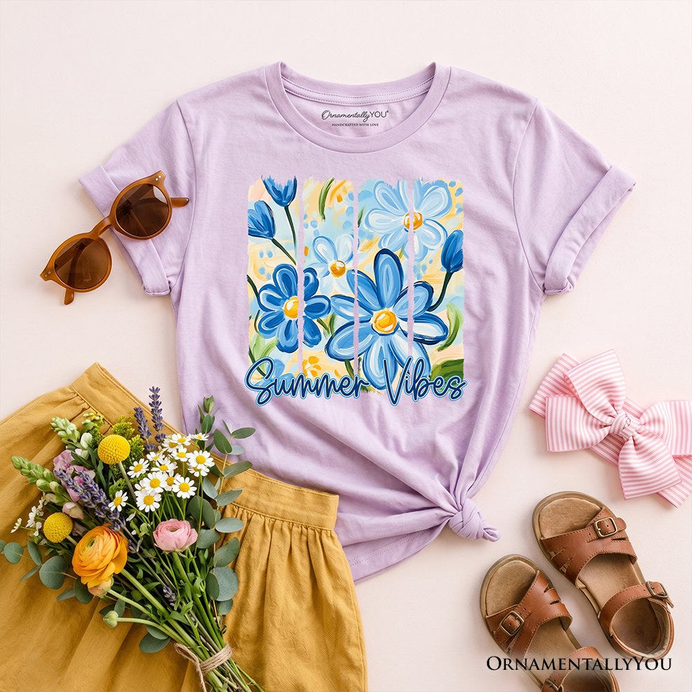 Kids Summer Vibes Brushstroke Flowers T-Shirt, Youth Aesthetic Tee Kid's T-Shirts OrnamentallyYou Violet XS 
