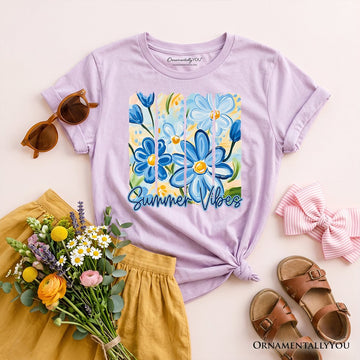 Kids Summer Vibes Brushstroke Flowers T-Shirt, Youth Aesthetic Tee Kid's T-Shirts OrnamentallyYou Violet XS 