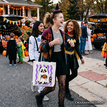 Ghost Costume Raccoon Tote Bag, Halloween Pumpkin Coffee Mug Gift Shopper