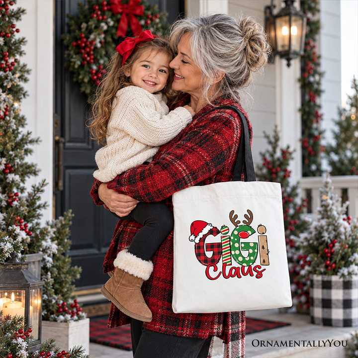 Gigi Claus Retro Christmas Tote Bag, Matching Family Holiday Gift Shopper
