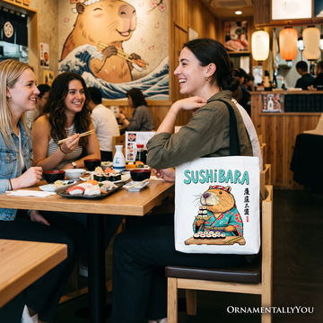 Sushibara Capybara Tote Bag, Funny Sushi Animal Gift Shopper