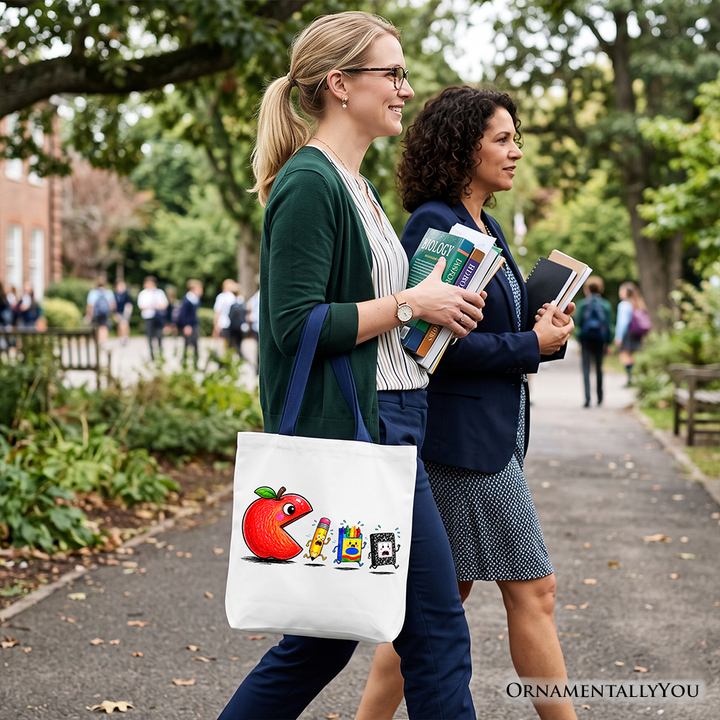 Funny Apple 1st Day of School Tote Bag, Gift Shopper for Teacher