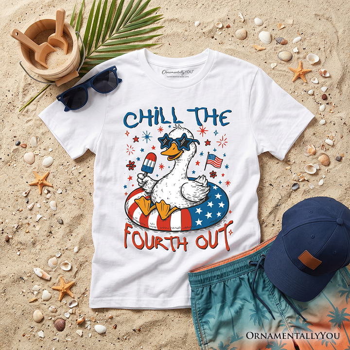 Kids Chill The Fourth Out Goose T-Shirt, Funny Youth Patriotic 4th of July Tee