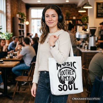 Music Soothes My Soul Tote Bag, Festival Concert Gift Shopper Tote Bag OrnamentallyYou 