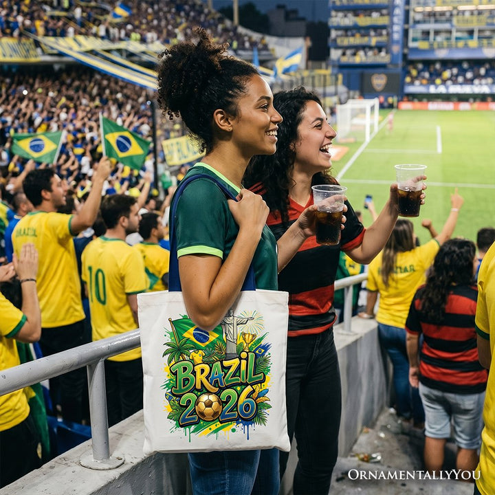 Brazil 2026 Soccer Cup Global Championship Tote Bag, Fans Football Gift Shopper Tote Bag OrnamentallyYou 