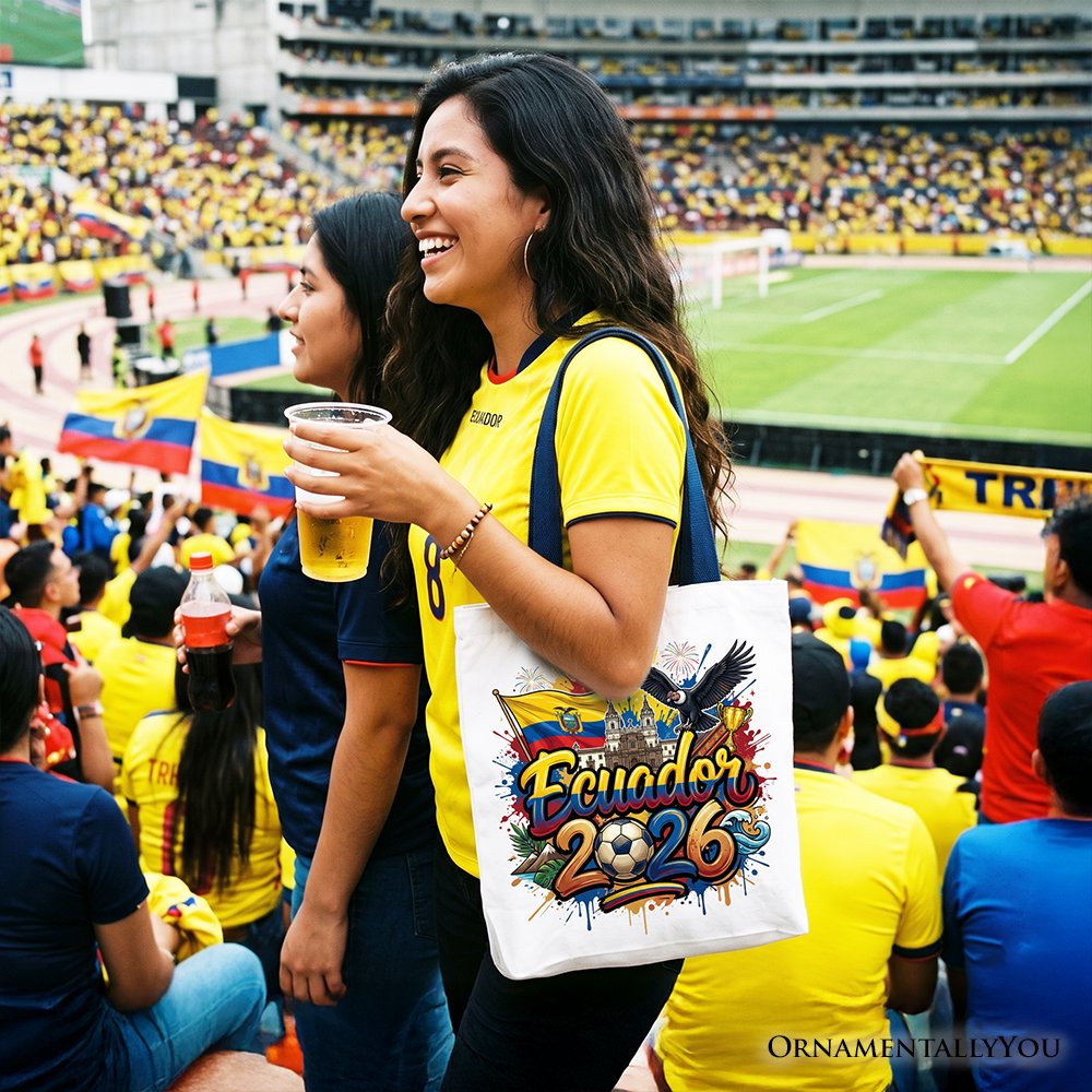 Ecuador 2026 Soccer Cup Global Championship Tote Bag, Fans Football Gift Shopper Tote Bag OrnamentallyYou 