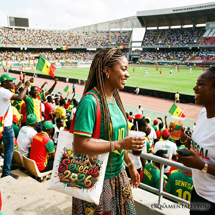 Senegal 2026 Soccer Cup Global Championship Tote Bag, Fans Football Gift Shopper Tote Bag OrnamentallyYou 