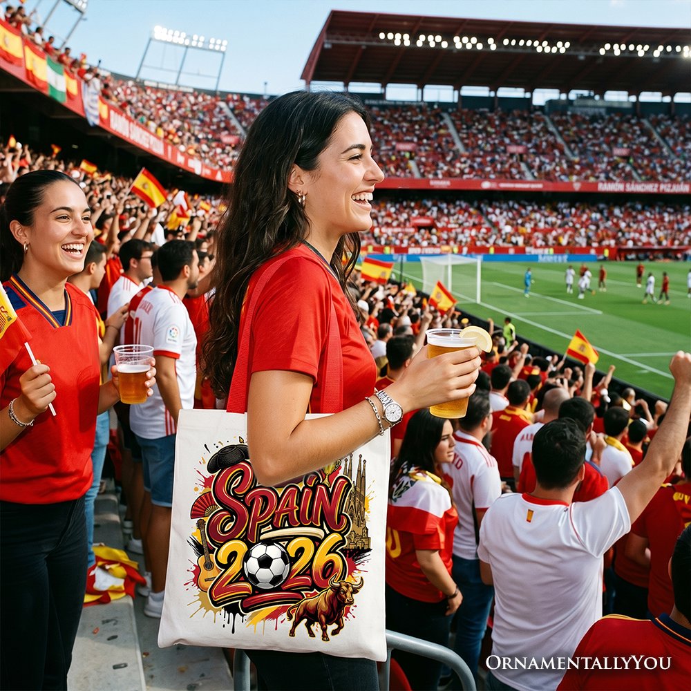 Spain 2026 Soccer Cup Global Championship Tote Bag, Fans Football Gift Shopper Tote Bag OrnamentallyYou 