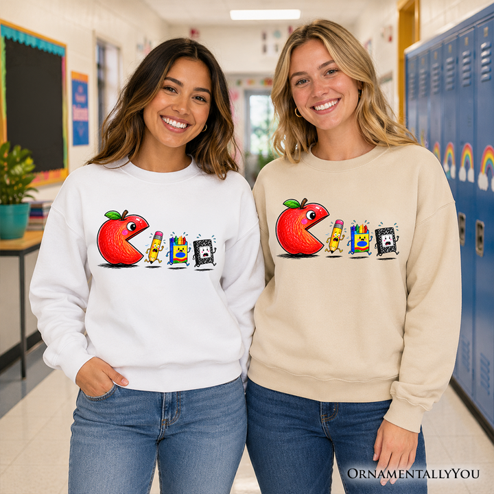 Funny Apple 1st Day of School Sweatshirt, Sweater for Teachers